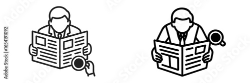Businessman reading a newspaper while holding a cup of coffee