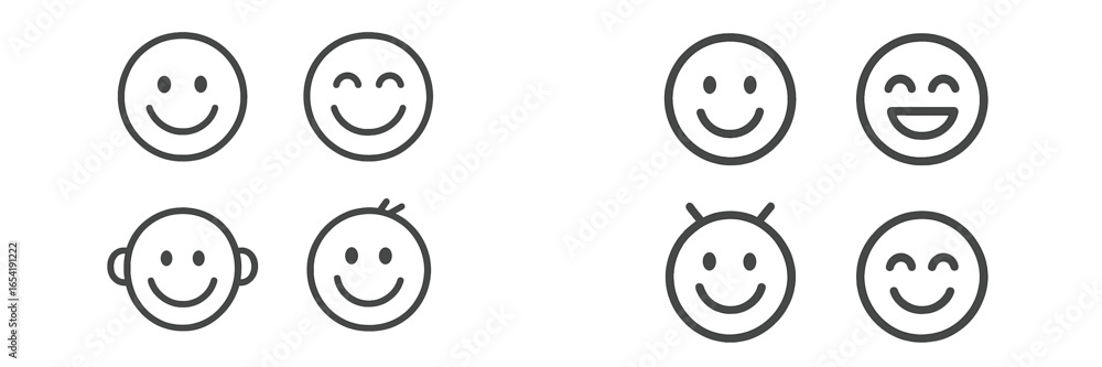Fototapeta premium Vector illustration of smiling faces in various expressions