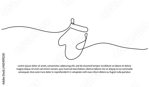 One line of oven mitts. Abstract minimal continuous line.