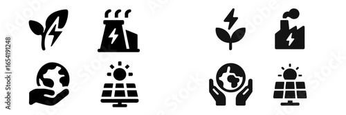 Energy symbols for sustainability and environmental awareness
