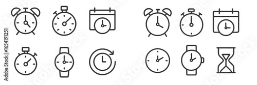 Various clock and timer icons for time management concepts