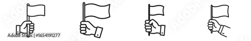 Hand holding blank flags for presentation or signaling purposes