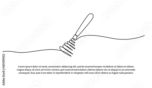 One line of whisk. Abstract minimal continuous line.