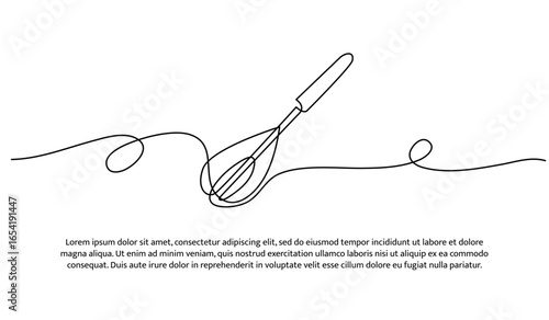 One line of whisk. Abstract minimal continuous line.