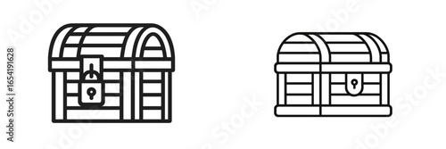 Vector illustration of treasure chests in different styles