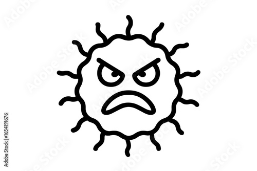 Angry virus character with spikes expressing frustration