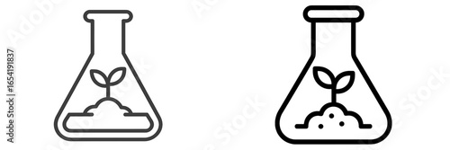 Vector illustration: lab flask with a growing plant