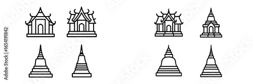 Traditional architectural designs of Asian temples and stupas