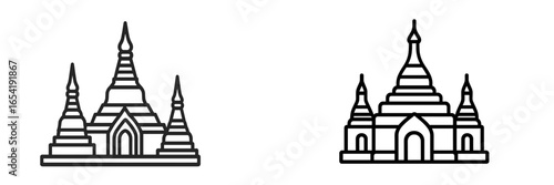 Vector illustration of ancient temples in a minimalist style