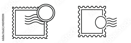 Stylized vector stamps with cancellation marks for postal themes
