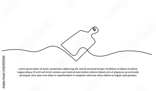 One line of cutting board. Abstract minimal continuous line.