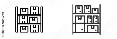 Vector illustration of storage shelves with boxes for use in design