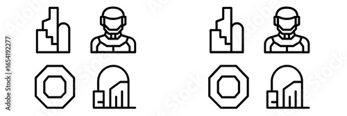 Futuristic robotics and architecture vector illustration