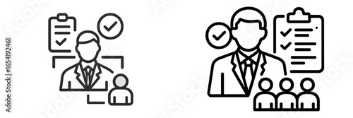 Leadership and teamwork concept with checkmarks in vector style