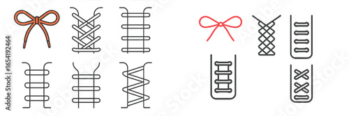 Various lace patterns and bow designs for shoelaces and accessories