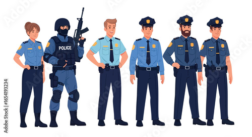 Police officers in uniform vector illustration design