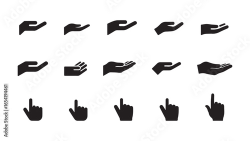 Simple hand gesture icon for digital interfaces, vector set of hand gestures