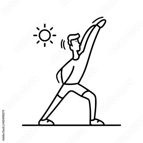 Man doing yoga exercise stretching pose fitness wellness health lifestyle workout training outdoors under sun light