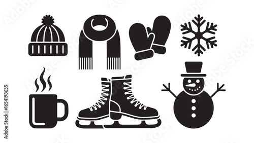Winter season item icon collection for graphic design