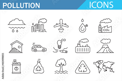 Pollution Concept Icons for Eco-friendly Awareness Campaign