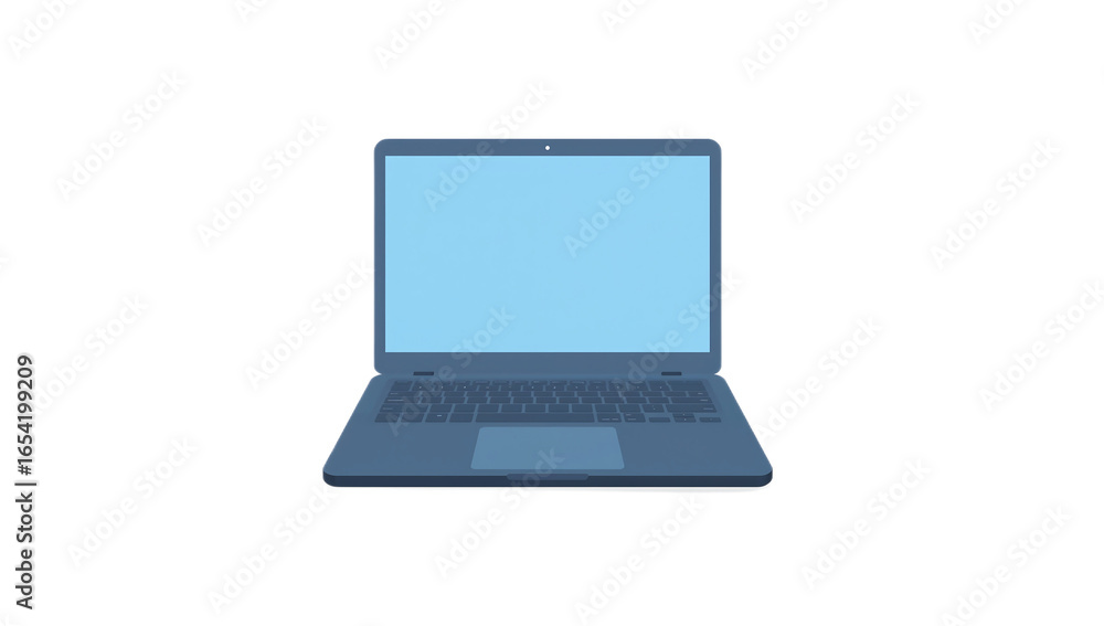 A simple, isolated laptop computer with a blank, blue screen, ready for use. A simple, isolated laptop computer with a blank, blue screen, ready for use.