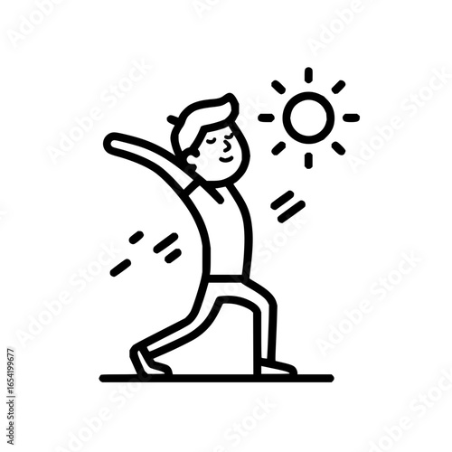 Man stretching morning sun exercise happy wellness yoga pose health lifestyle fitness routine outdoor wellbeing 100