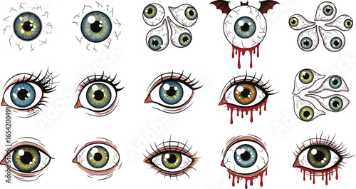 Spooky Halloween eyes, creepy eyeballs, and dramatic looks for scary designs