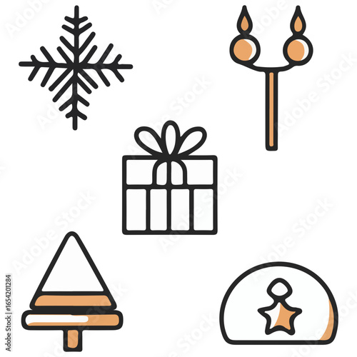 christmas, festival, vector, transparent background, xmas, icon, celebration, winter, surprise, pattern, merry, season, icons, christmas set