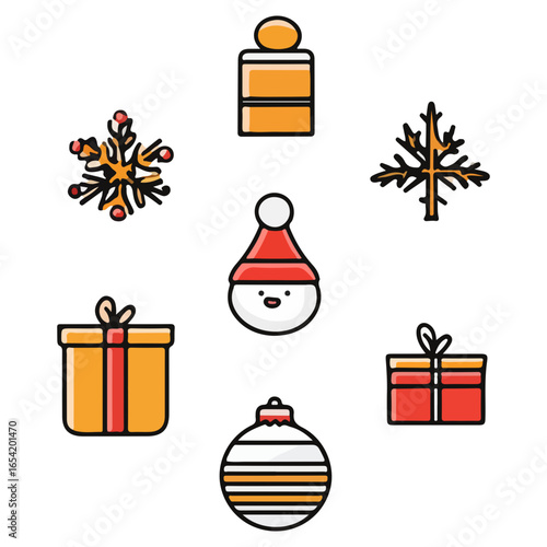 christmas, festival, vector, transparent background, xmas, icon, celebration, winter, surprise, pattern, merry, season, icons, christmas set