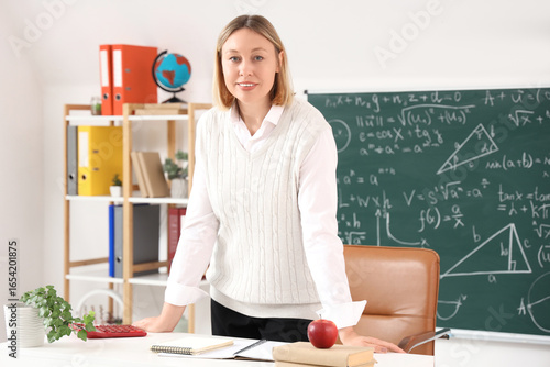 Mature female math teacher ...
