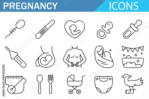 Icon Set for Pregnancy, Baby Care, and Maternal Health