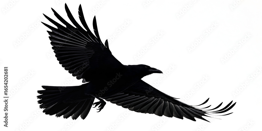 Obraz premium Bird flying silhouette isolated clearly on white background