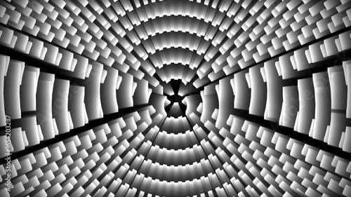 Wallpaper Mural Futuristic black and white tunnel abstract motion background with glowing 3D blocks and digital perspective animation Torontodigital.ca