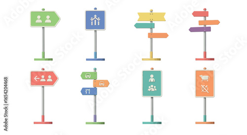 Colorful direction signs vector illustration collection