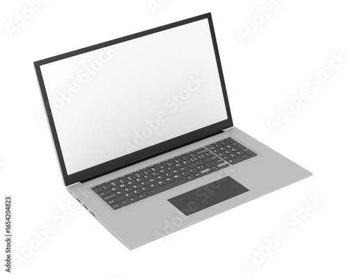 Laptop on white background. Isolated 3D illustration