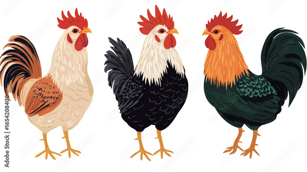 Fototapeta premium Chicken Rooster Vector Graphic Design – Farm Animal Illustration