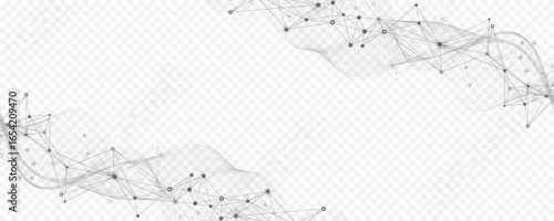 Abstract tech network connection dots. Digital technology and big data analysis background. White background with plexus lines. Geometric background with abstract mesh