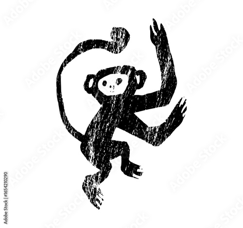 Monkey silhouette on white background. Monkey icon sign vector illustration design.