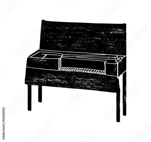 Virginals, virginal. Music festival poster. Keyboard musical instruments. Competition. A set of vector illustrations. Minimalistic design. Banner, flyer, cover, print.	