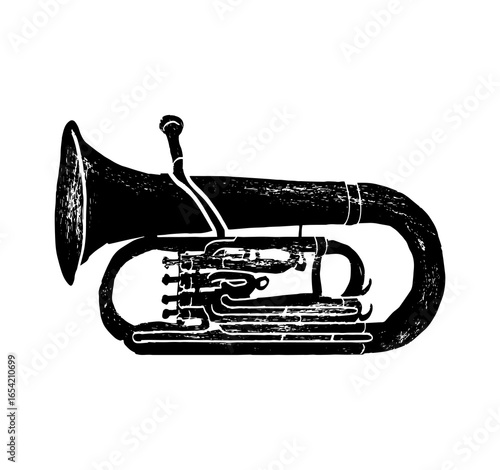 Euphonium. Music festival poster. Wind musical instruments. Competition. A set of vector illustrations. Minimalistic design. Banner, flyer, cover, print.