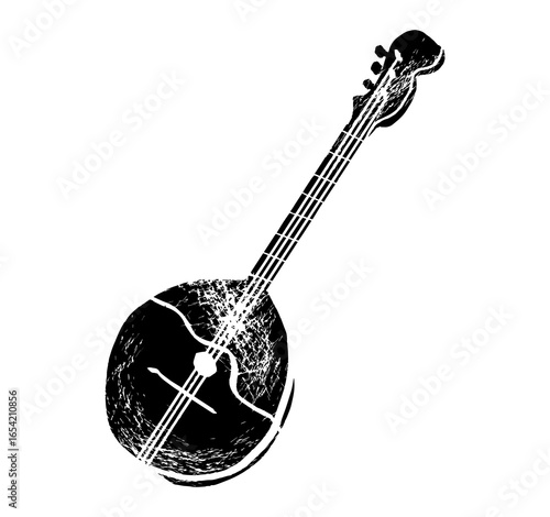 Domra, folk. Music festival poster. String musical instruments. Competition. A set of vector illustrations. Minimalistic design. Banner, flyer, cover, print.	