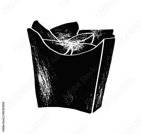Potato wedges and french fries in carton package.
