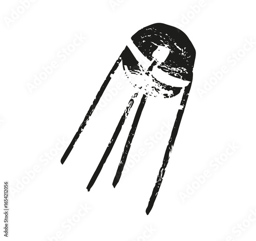 Satellite with radio antenna sending signals textured vector icon for apps and websites
