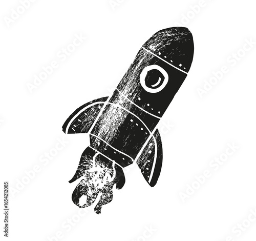 Rocket fly icon. Space travel. Project start up sign. Creative idea symbol. Rocket ship launched to space. Vector illustration