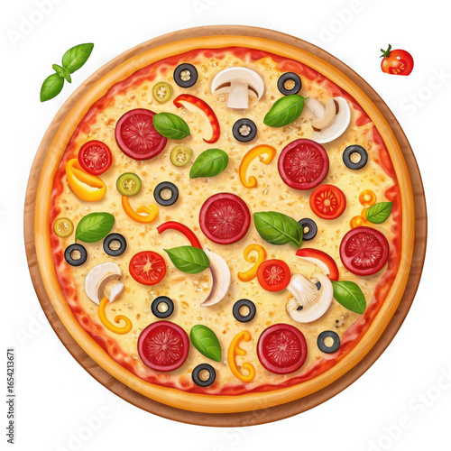Delicious pizza isolated on transparent background