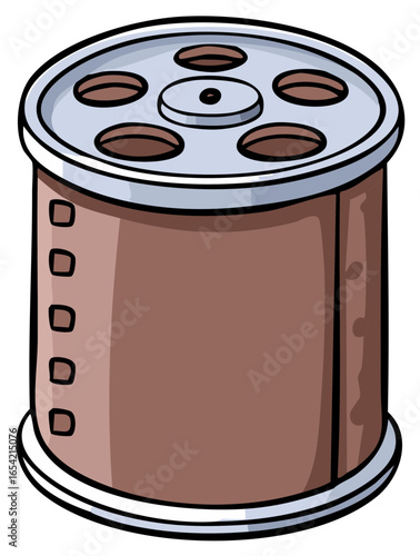 Retro Photography Film Canister Roll Icon Illustration for Vintage Analog Camera Developing