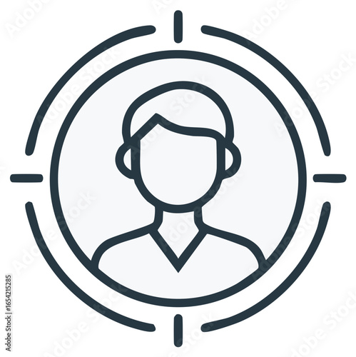 Person in crosshairs icon representing focus on target audience or individual