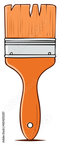 Colorful orange paint brush vector art tool for painting and home decorating