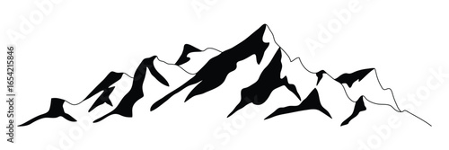 Silhouette mountain range isolated on white background, vector design