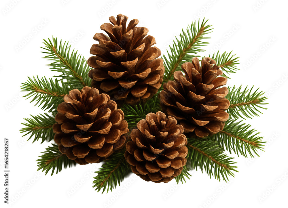Winter pinecones with conifer branches. Winter pinecones with conifer branches.